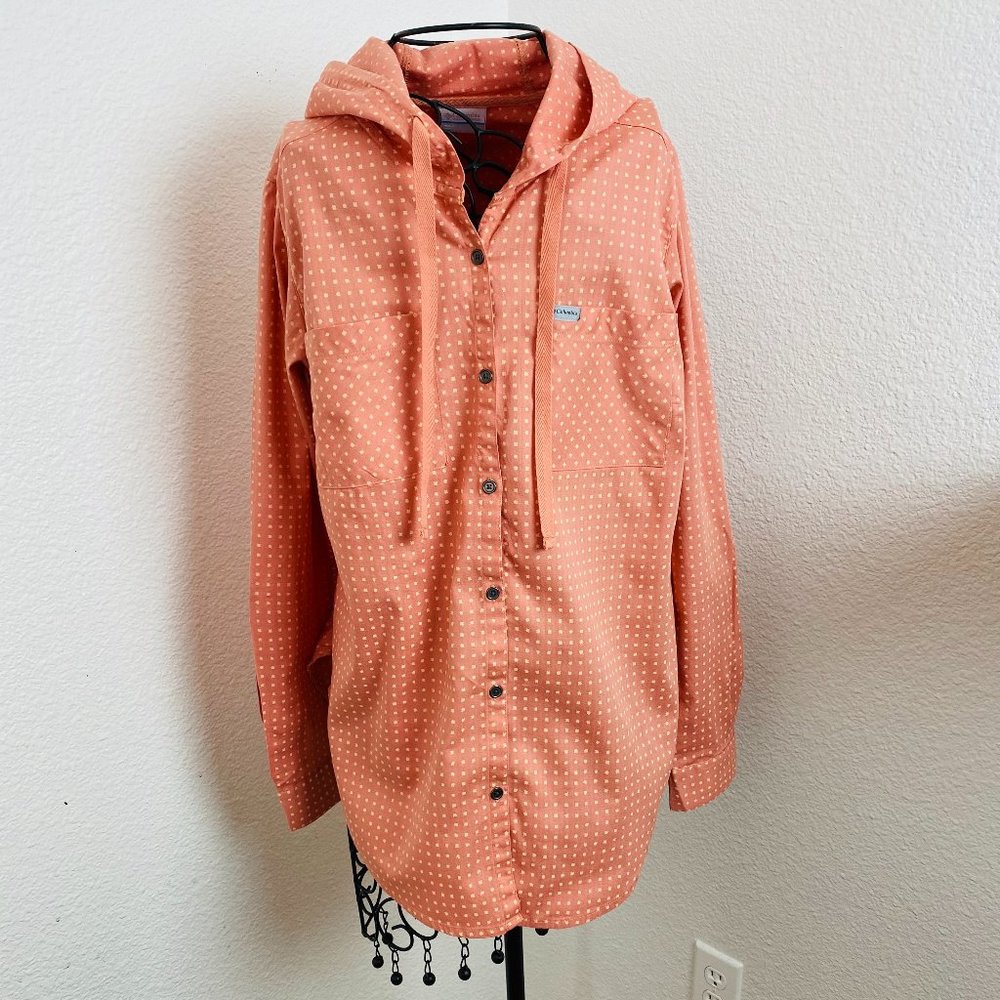 COLUMBIA button down long sleeve hoodie shirt M
